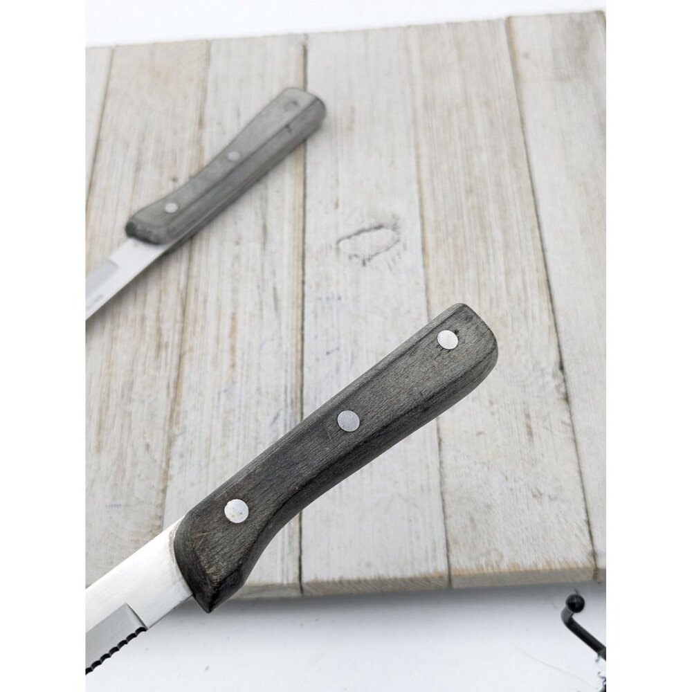 Vintage Set 2 Walco Steak Knives Stainless Steel 4-7/8" Blade 9-1/8 Length Serra - Picture 8 of 11